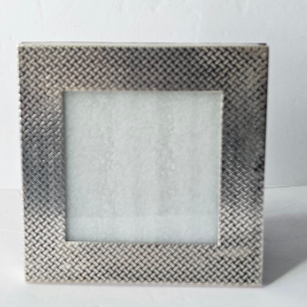 Pottery Barn Silver-Plated Woven Basketweave 4x4 Picture Frame